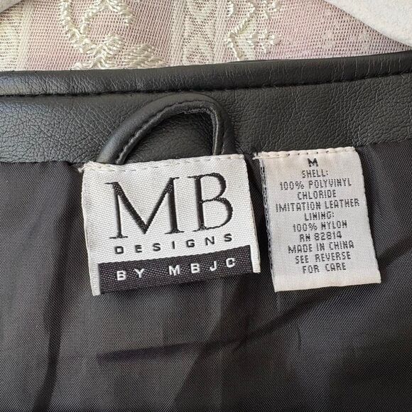 MB Designs Women's Black Faux Leather Vest - Picture 6 of 6